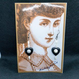 Black Stone Heart Earrings